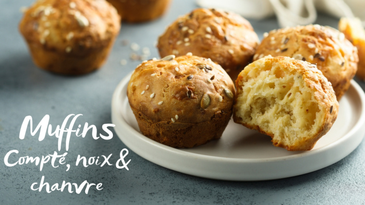 Muffins salés au comté, aux noix et au chanvre