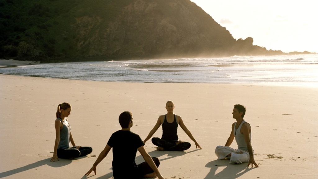 yoga groupe plage